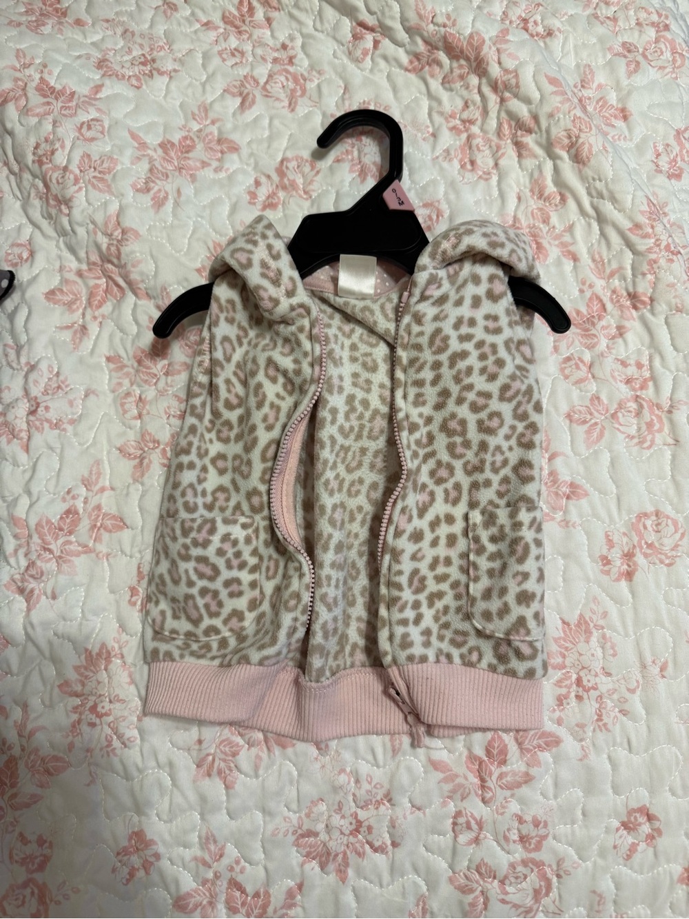Carter's Pink and Cream Leopard Hooded Vest